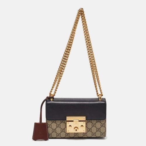 Black GG Supreme Canvas and Leather Padlock Small Shoulder Bag - Gucci - Modalova