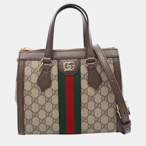 Beige Multicolor Coated Canvas Leather Ophidia Gg Small Tote Bag - Gucci - Modalova