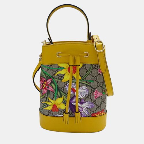 Yellow Multi Supreme Canvas GG Flora Small Bucket Handbag - Gucci - Modalova