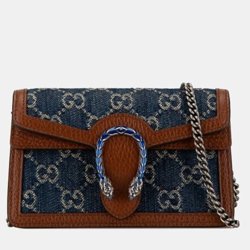 Brown Leather GG Denim Dionysus Chain Shoulder Bag - Gucci - Modalova