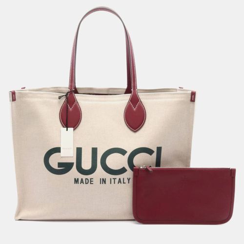 Canvas Leather Bordeaux Print Tote Bag - Gucci - Modalova