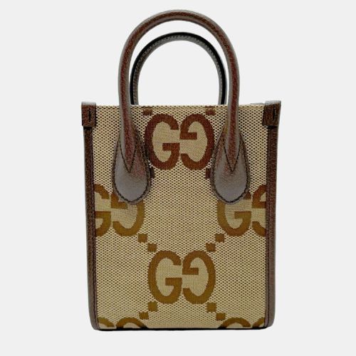 Canvas Leather Brown Jumbo GG Shoulder Bag - Gucci - Modalova