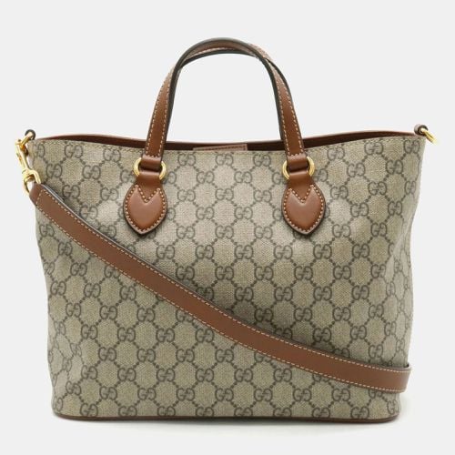 PVC leather brown GG Supreme tote bag - Gucci - Modalova