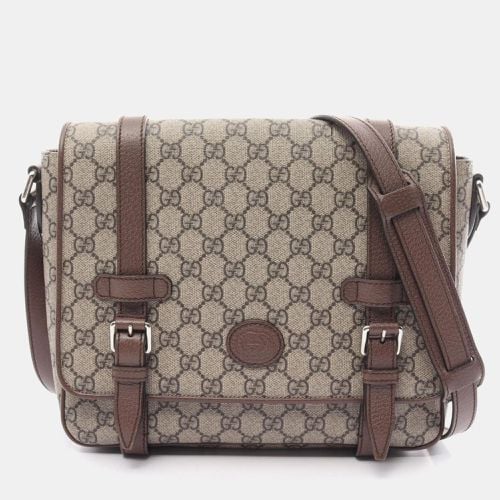 Coated Canvas Leather Brown GG Supreme Shoulder Bag - Gucci - Modalova