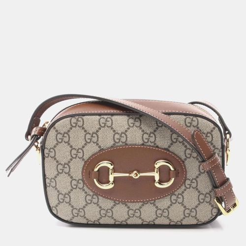 Coated Canvas Leather Brown Horsebit 1955 Shoulder Bag - Gucci - Modalova