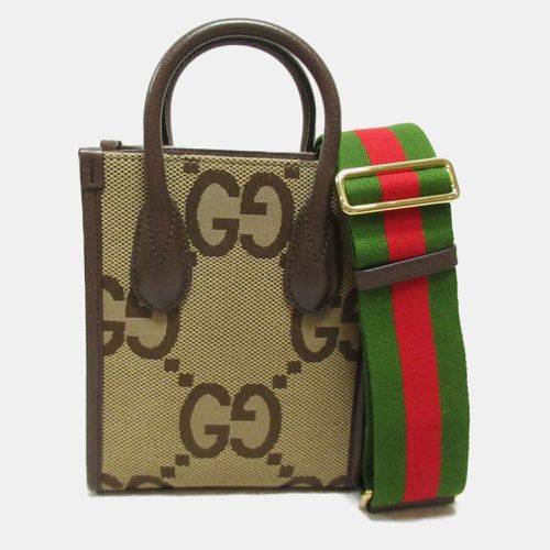 Leather canvas Jumbo GG Shoulder Bag - Gucci - Modalova