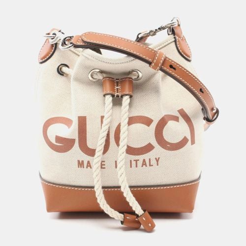 Canvas Leather Ivory Print Shoulder Bag - Gucci - Modalova