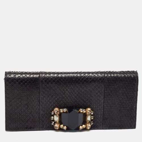 Snakeskin Crystals Embellished Flap Clutch - Gucci - Modalova