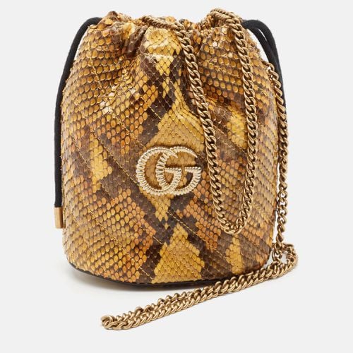 Brown Python Mini GG Torchon Marmont Bucket Bag - Gucci - Modalova