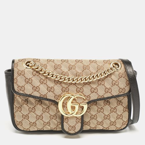 Black Diagonal Quilted GG Canvas and Leather Small GG Marmont Shoulder Bag - Gucci - Modalova