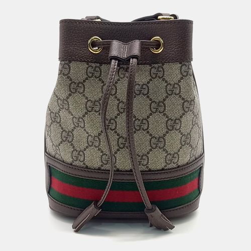 Brown Canvas and Leather Ophidia mini bucket bag - Gucci - Modalova