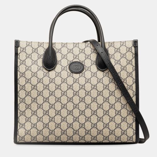 Black Coated Canvas and Fabric Small GG Supreme Interlocking G Tote - Gucci - Modalova