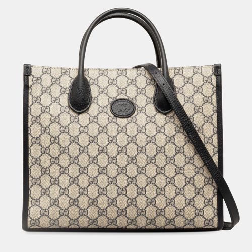 Black GG Supreme Canvas & Leather Small Interlocking G Tote - Gucci - Modalova