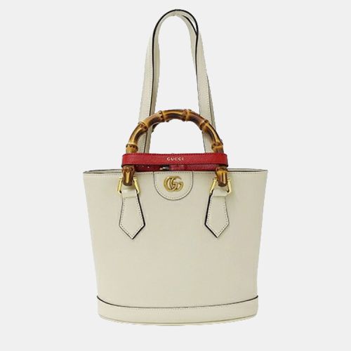 Gucci White Leather Bamboo Tote Bag - Gucci - Modalova