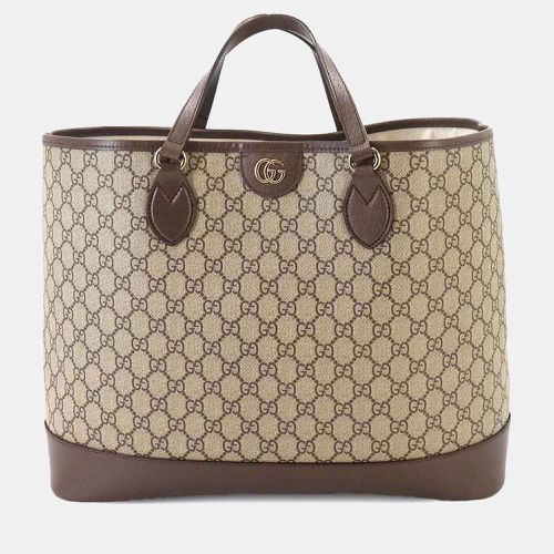 Supreme Canvas Leather Brown Gg Ophidia Medium Tote Bag - Gucci - Modalova