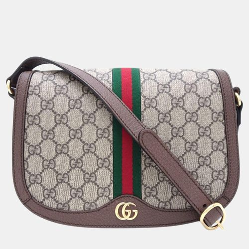 Brown Gg Supreme Canvas X Leather Ophidia Sherry Line Shoulder Bag - Gucci - Modalova