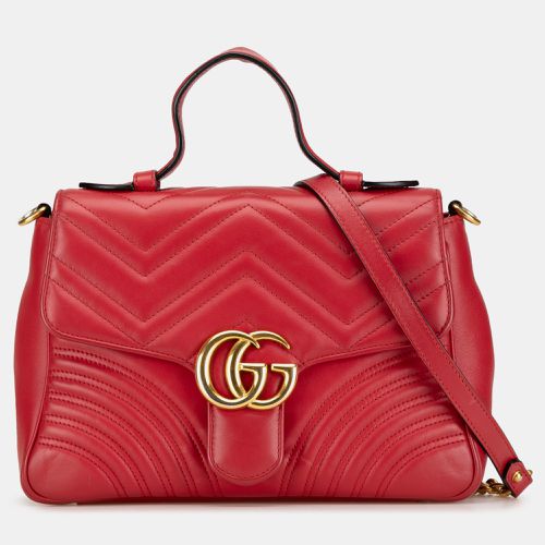 Small Leather GG Marmont Top Handle Satchel - Gucci - Modalova