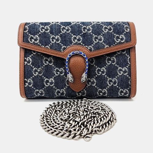 Navy Blue Demin & Leather Dionysus Mini Crossbody Bag - Gucci - Modalova