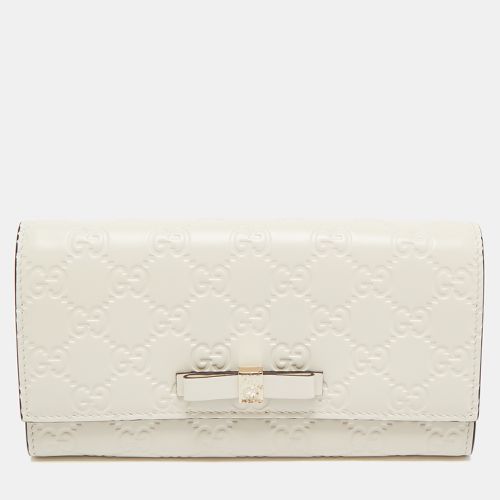 Off ssima Leather Bow Continental Wallet - Gucci - Modalova