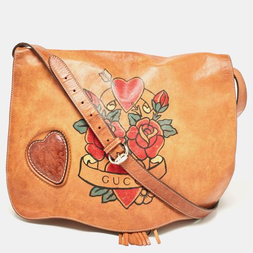 Leather Tattoo Heart Tribeca Messenger Flap Bag - Gucci - Modalova