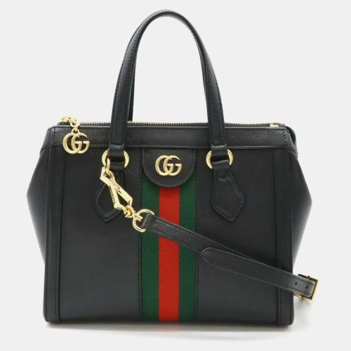 Leather Web Detail Satchel Bag - Gucci - Modalova