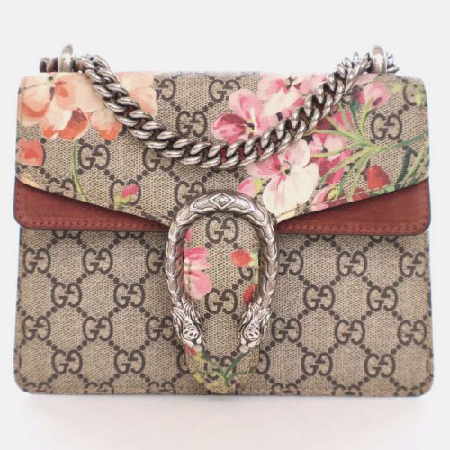 Beige/Red Canvas and Suede Mini Dionysus Blooms Shoulder Bag - Gucci - Modalova