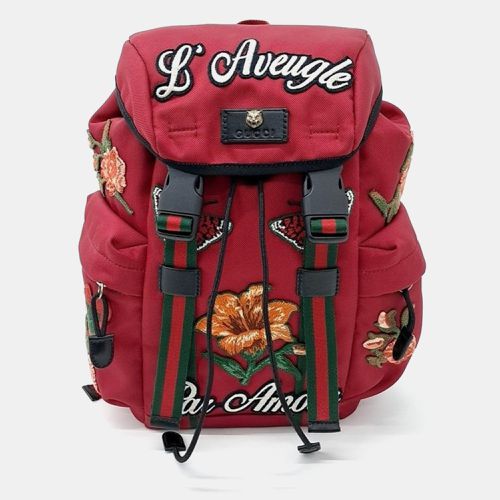 Red Canvas Embroidered Techo Backpack - Gucci - Modalova