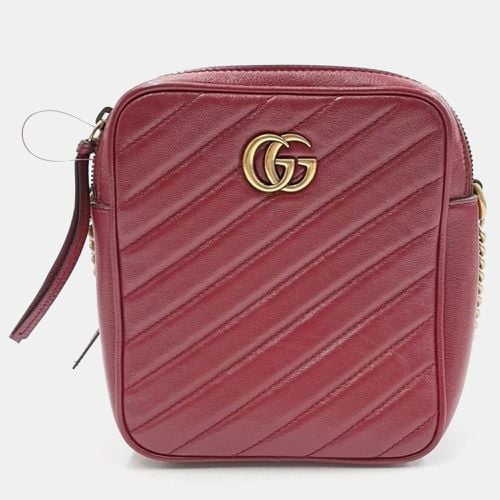 Calfskin Matelasse Diagonal Tall GG Marmont Crossbody Bag - Gucci - Modalova