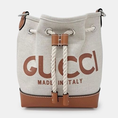 Brown Canvas and Leather Logo Bucket Bag - Gucci - Modalova