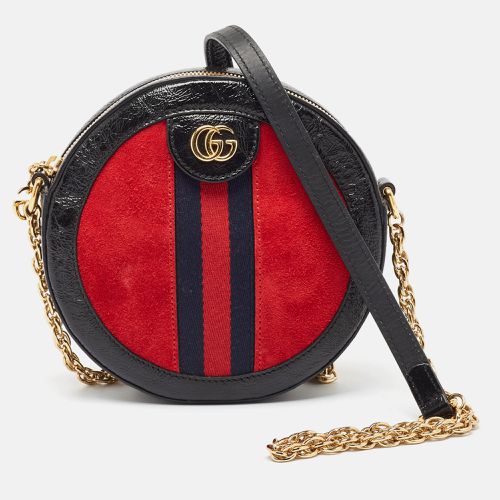 Red Leather and Suede Mini Ophidia Round Shoulder Bag - Gucci - Modalova