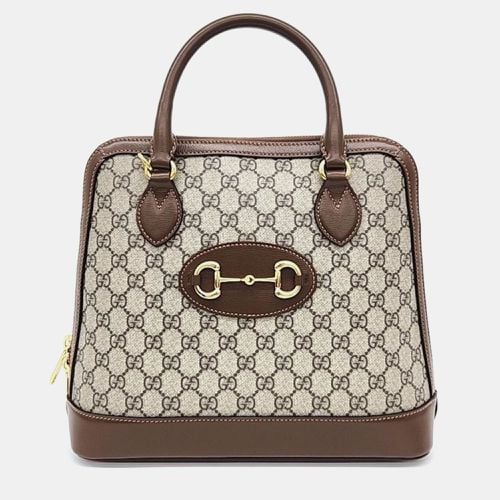 Brown GG Supreme Calfskin Medium Horsebit 1955 Top Handle Bag - Gucci - Modalova