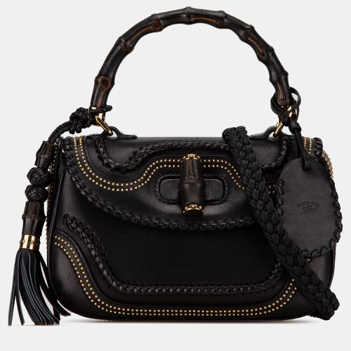 Leather Medium Studded New Bamboo Tassel Satchel Bag - Gucci - Modalova