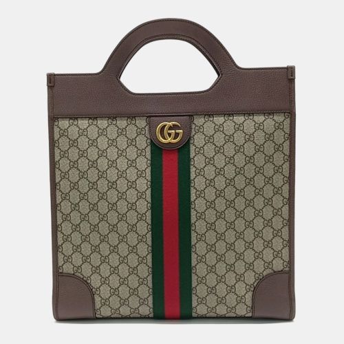 Brown PVC Ophidia Medium Top Handle Tote Bag - Gucci - Modalova