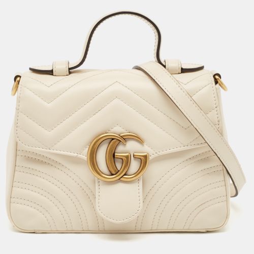 Off- Matelassé Leather Mini GG Marmont Top Handle Bag - Gucci - Modalova