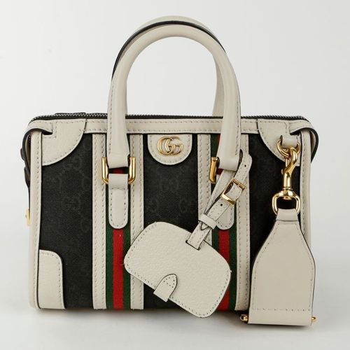 GG Canvas with Leather Mini Double G Web Top Handle Bag - Gucci - Modalova