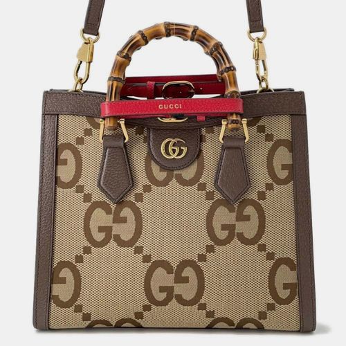 Brown Canvas Leather Jumbo GG Bamboo Tote Bag - Gucci - Modalova