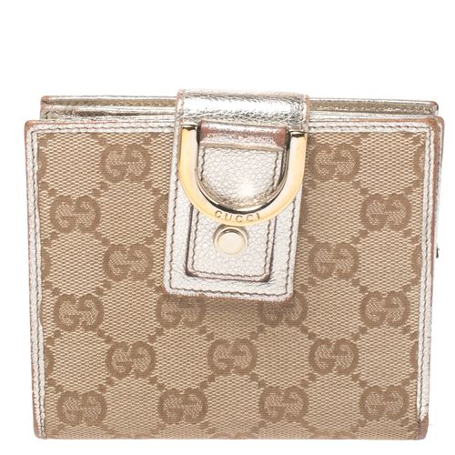 Metallic Gold GG Canvas Abbey D Ring Compact Wallet - Gucci - Modalova