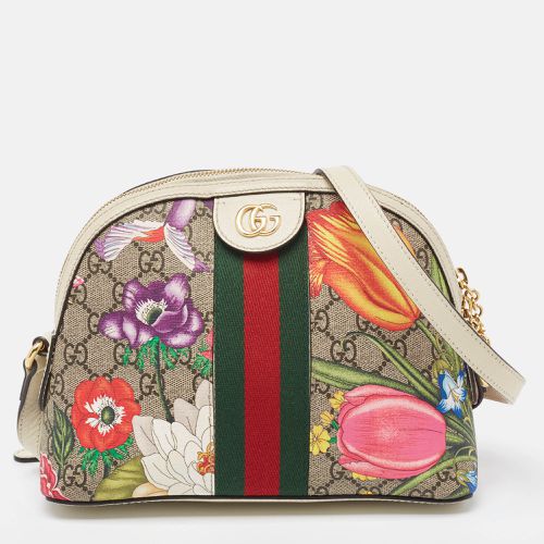 Off White/ GG Supreme Canvas Small Floral Ophidia Shoulder Bag - Gucci - Modalova