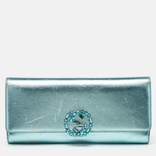 Leather Crystal Interlocking G Broadway Clutch - Gucci - Modalova