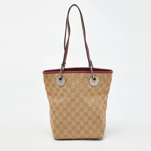 Red GG Canvas and Leather Open Tote - Gucci - Modalova