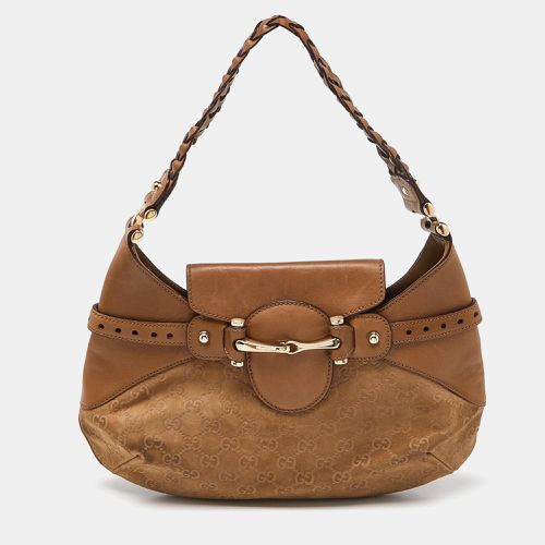 GG Suede and Leather Pelham Flap Hobo - Gucci - Modalova