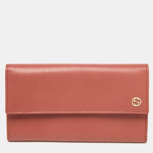 Brick Leather Interlocking G Continental Wallet - Gucci - Modalova