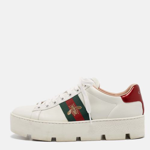 Leather Bee Embroidered Ace Platform Sneakers Size 37.5 - Gucci - Modalova