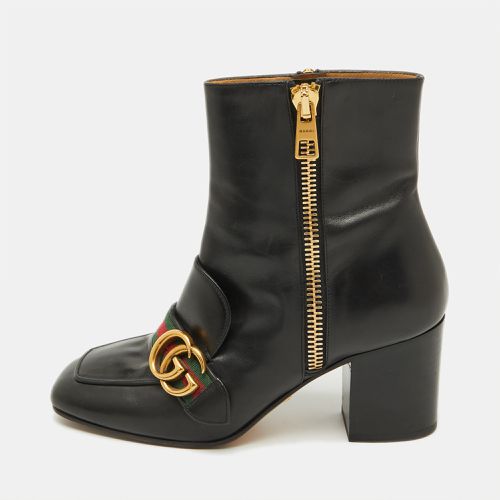 Leather GG Web Detail High Ankle Boots Size 37 - Gucci - Modalova