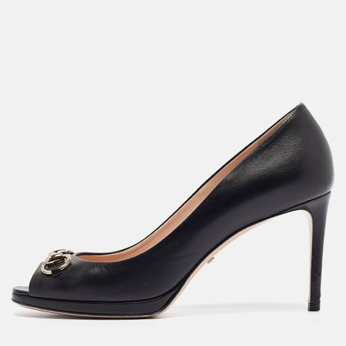 Leather Open Toe Platform Pumps Size 38.5 - Gucci - Modalova