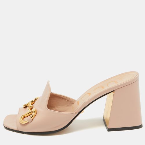 Leather Block Heel Slide Sandals Size 39 - Gucci - Modalova