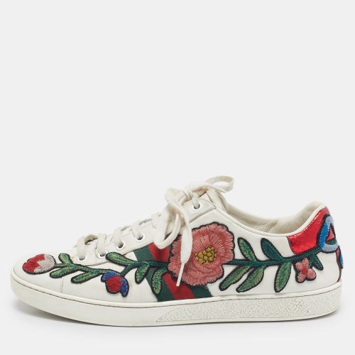 Leather and Python Embossed Ace Low Top Sneakers Size 38.5 - Gucci - Modalova