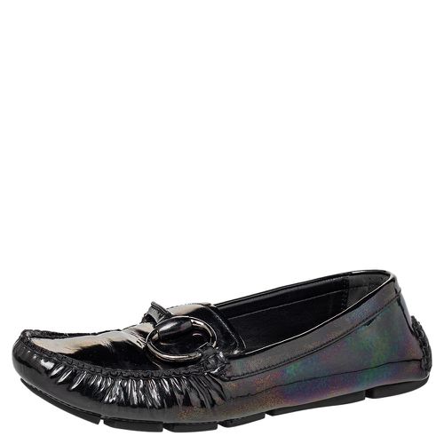 Iridescent Patent Leather Horsebit Slip On Loafers Size 38 - Gucci - Modalova