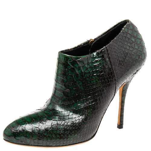 Black Python Leather Ankle Booties Size 38 - Gucci - Modalova