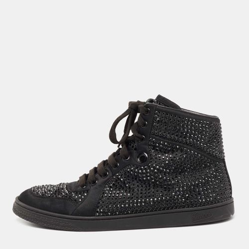 Satin Crystal Embellished Coda High Top Sneakers Size 39 - Gucci - Modalova